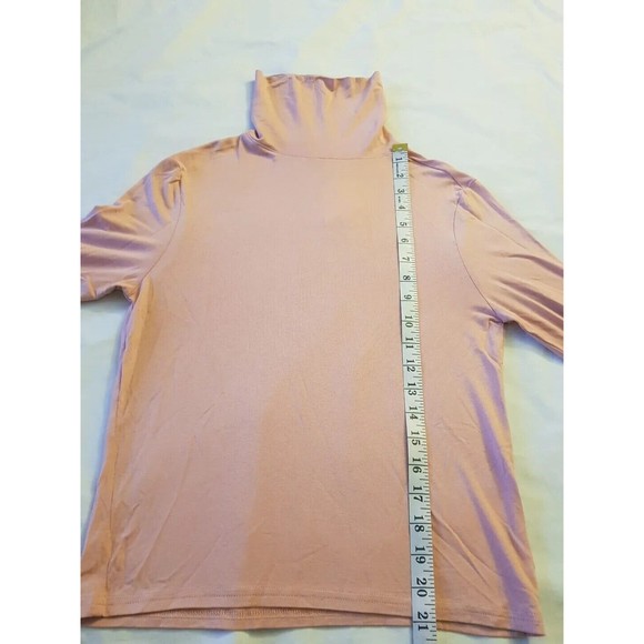 Divided H&M Womens Turtleneck Blouse Top Size Medium Pink Long Sleeve Stretch - Picture 8 of 11